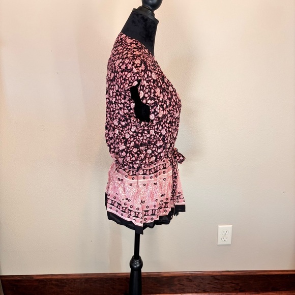 NWT Boho Me Collection Floral Wrap Blouse Top,Medium,Pink/Black, Spring Summer - Picture 4 of 10